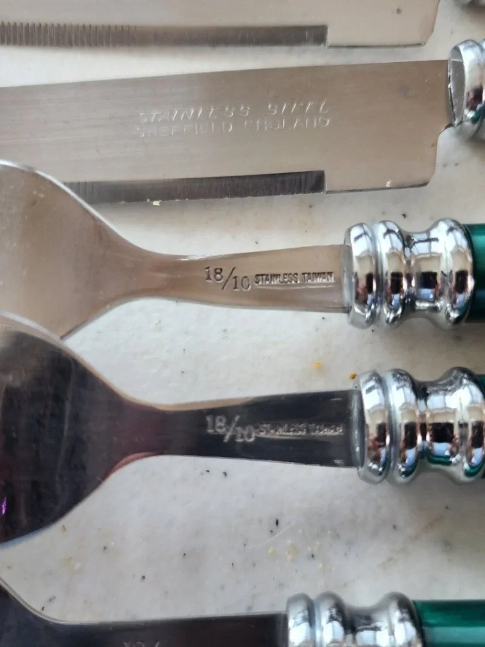 Arcadia Green Flatware Silverware 18/10 Stainless Steel Sheffield England